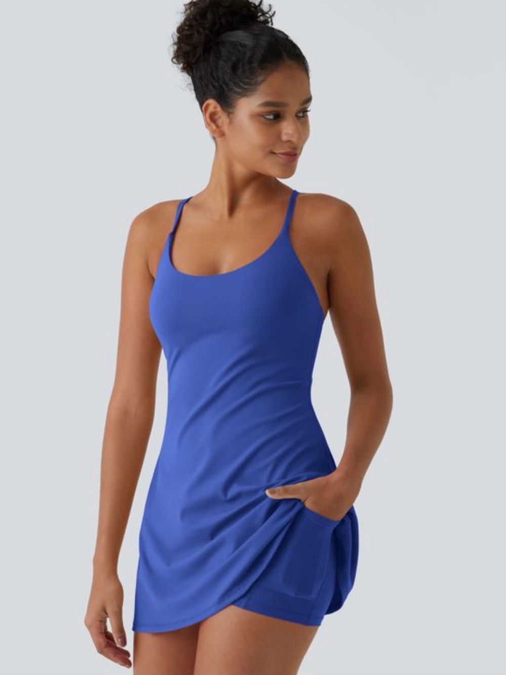 Halara M Softlyzero Plus Lotus Blue MDress with Built in Shorts New with Tags